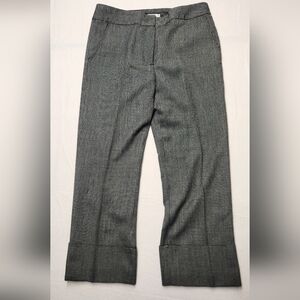 Black & White Houndstooth Cuffed Pleated Preppy Dress Wide Leg Pants Womens Sz 8